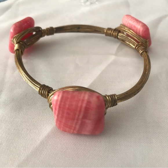 Wire Wrapped Bracelet With Lovely Pink Stone - Picture 1 of 6